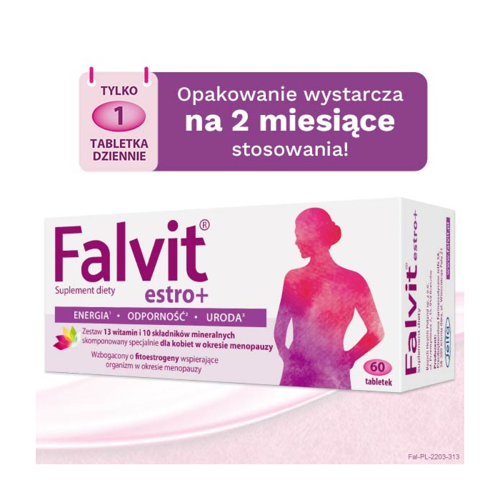 Falvit Estro+, Preparat łagodzący objawy menopauzy, Tabletki