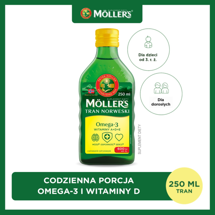 Mollers Tran Norweski Smak cytrynowy Płyn