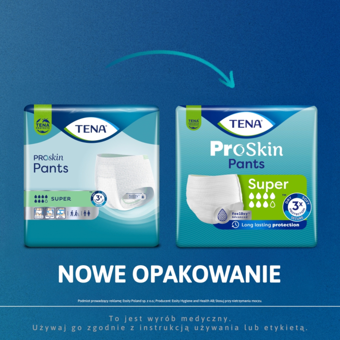 Tena Pants ProSkin Super Majtki chłonne Rozmiar M, 12 sztuk
