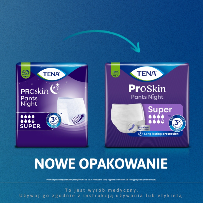 Tena Pants Proskin Majtki Chłonne Super Night L, 10 Sztuk
