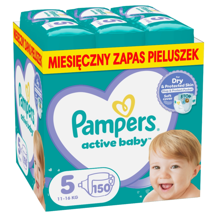 Pampers Active Baby Pieluchy (5) Junior, 150 szt.