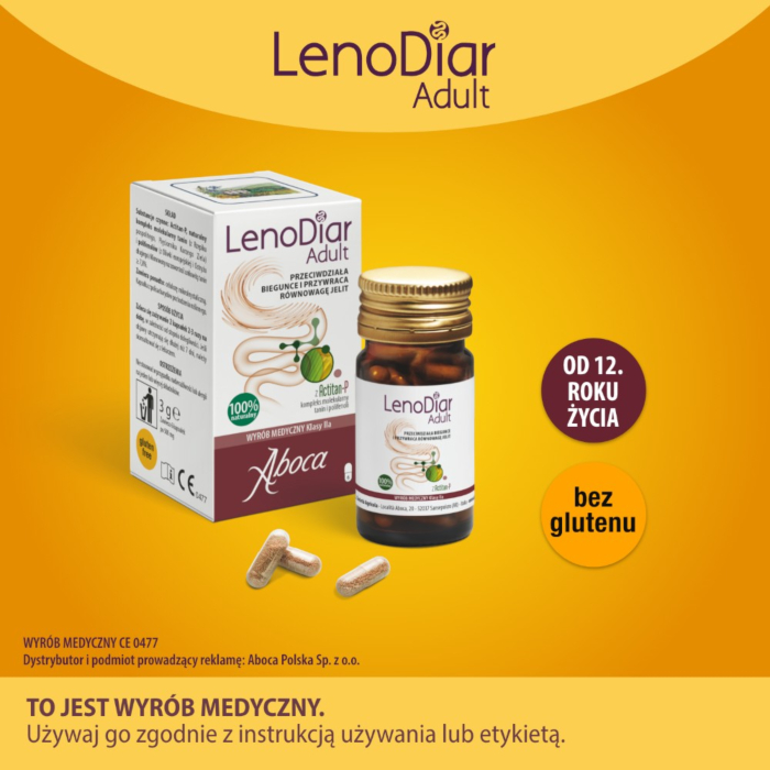 Aboca Lenodiar Adult, Preparat na biegunkę, Kapsułki