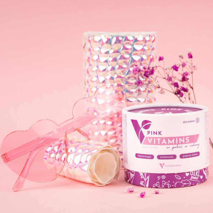 Vivoplena Pink Vitamins witaminy dla kobiet biotyna kwas foliowy, 60 kapsułek