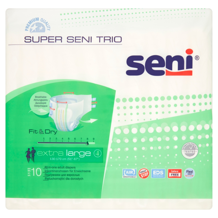 Super Seni Trio, Pieluchomajtki dla dorosłych, 130-170cm, Extra Large