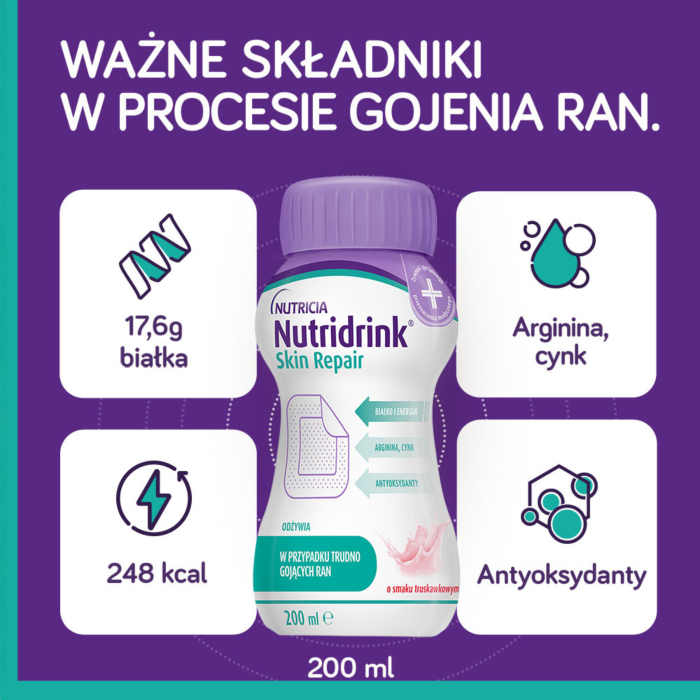 Nutridrink Skin Repair Smak truskawkowy, 4x200 ml