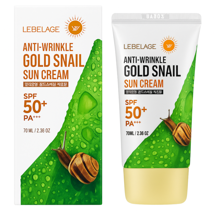 Lebelage Anti-Wrinkle Gold Snail, Przeciwzmarszczkowy krem ​​przeciwsłoneczny SPF50+ Pa+++