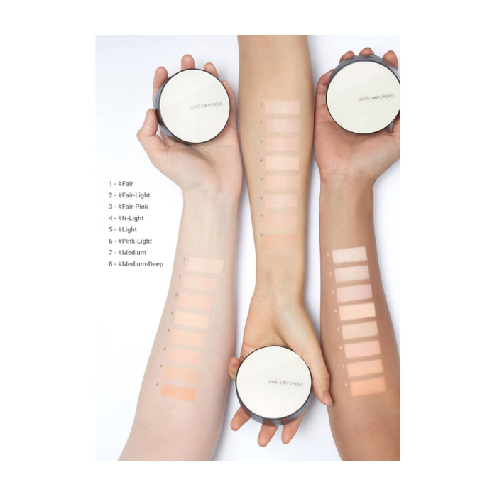 Jung Saem Mool Essential Skin Nuder Cushion Refill Included, Nawilżający podkład w gąbce + napełnienie, SPF50, Fair Light