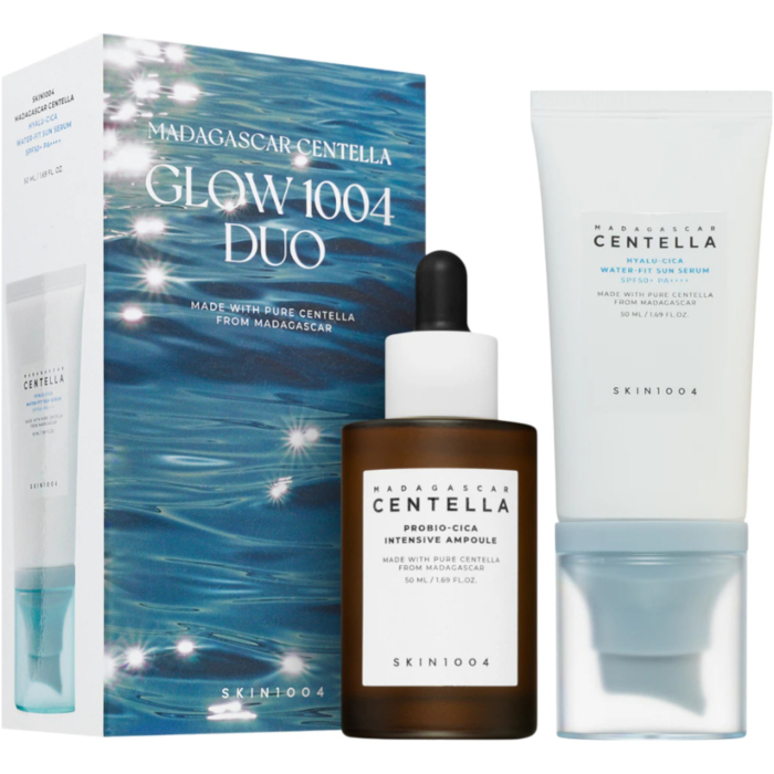 SKIN1004 Glow 1004 Duo Zestaw kosmetyków koreańskich, Centella Probio-Cica Intensive Ampoule + Centella Hyalu-Cica Water-Fit Cream SPF50+