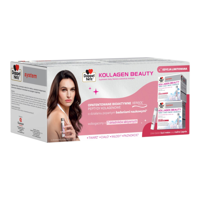 Doppelherz System Kollagen Beauty Liczi i Melon 30 amp.+Malina-Jagoda 30 amp.