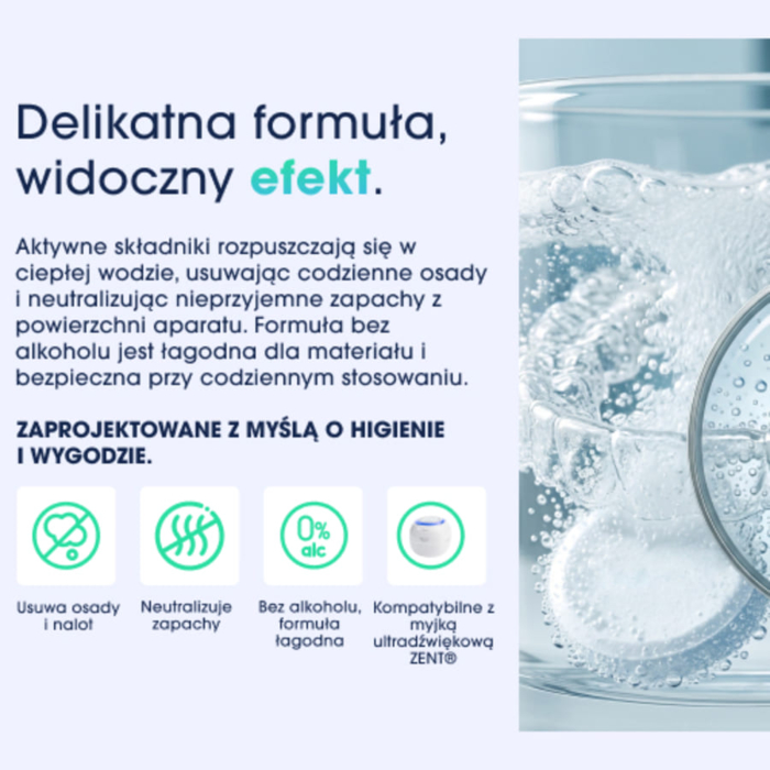 ZENT Tabletki do czyszczenia protez i nakładek, odświeżające, miętowe 120 szt.
