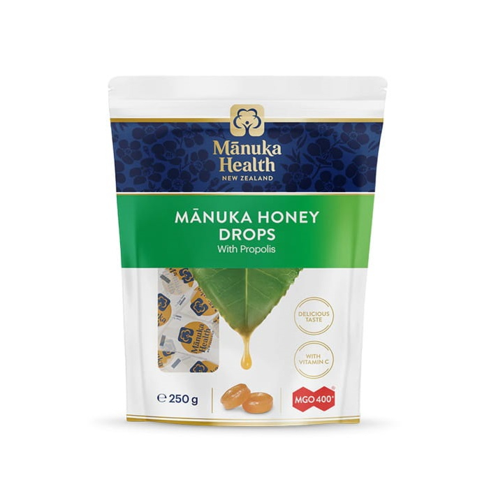 Cukierki z Miodem Manuka MGO 400+, Propolisem i Witaminą C, 250 G