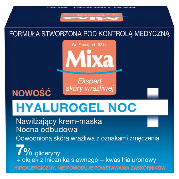 Mixa Hyalurogel Nawilżający krem-maska na noc