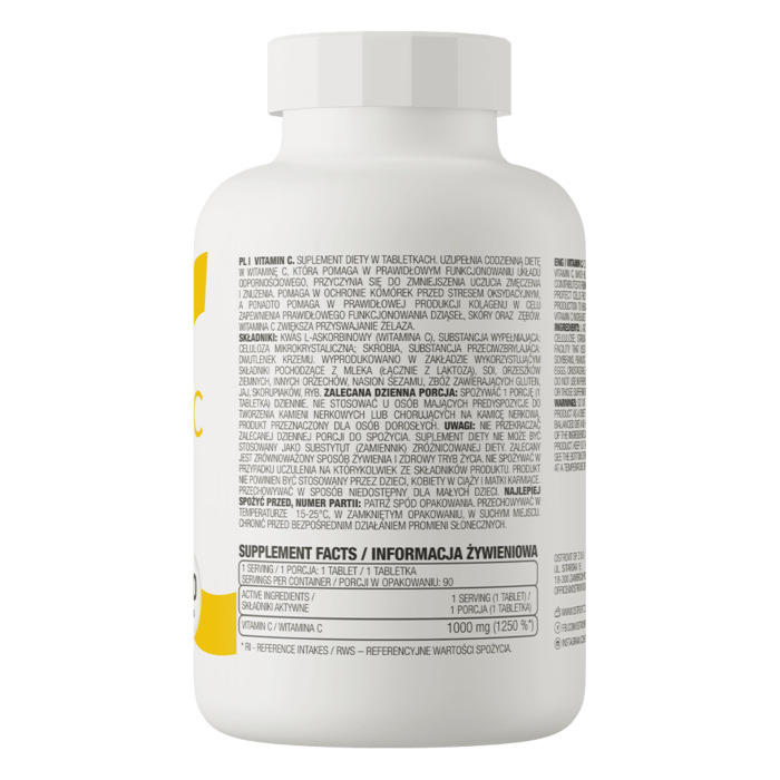 OstroVit Witamina C 1000 mg 90 tabs Kwas L-Askorbinowy Odporność