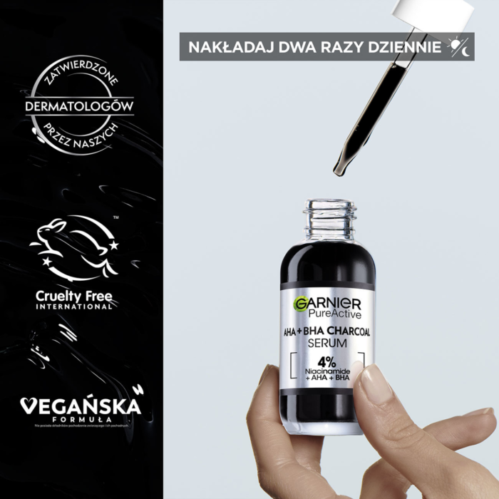 Garnier Skin Naturals Czysta Skóra Serum przeciw niedoskonałościom z Kwasem Aha, Bha i Węglem