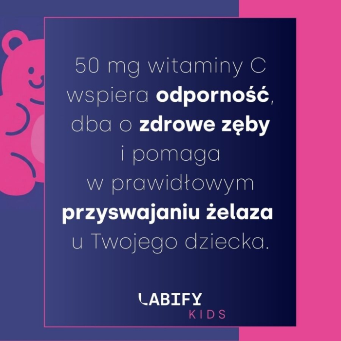 Labify Wegańskie żelki z witaminą C dla dzieci malinowe