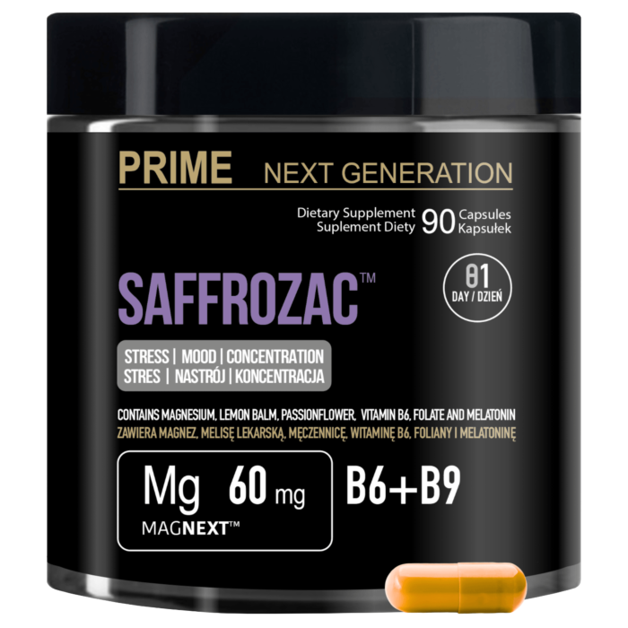 PRIME SAFFROZAC™ Kompleks z szafranem na stres, nastrój, sen i koncentrację, Szafran 15 mg, 90 kaps. 90 dni stosowania