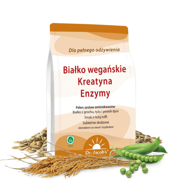 Dr. Jacobs Białko Wegańskie Kreatyna Enzymy Proszek, 1 kg