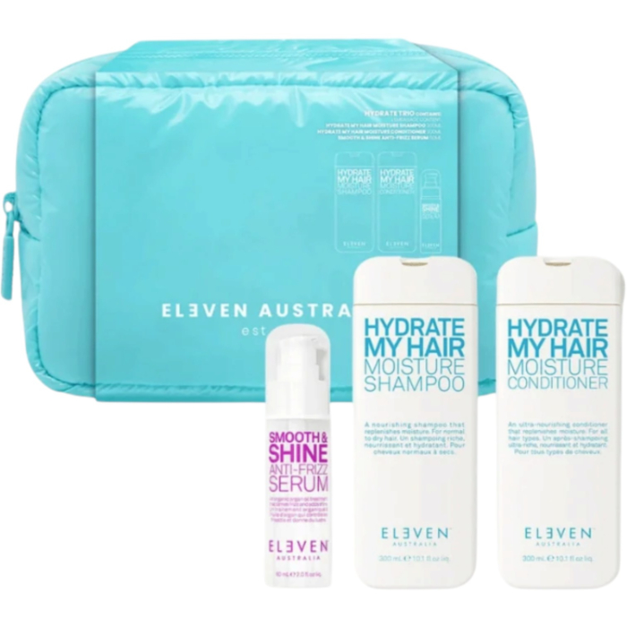 Eleven Australia Zestaw Hydrate Holiday Trio: Shampoo + Conditioner + Smooth&shine anti-frizz