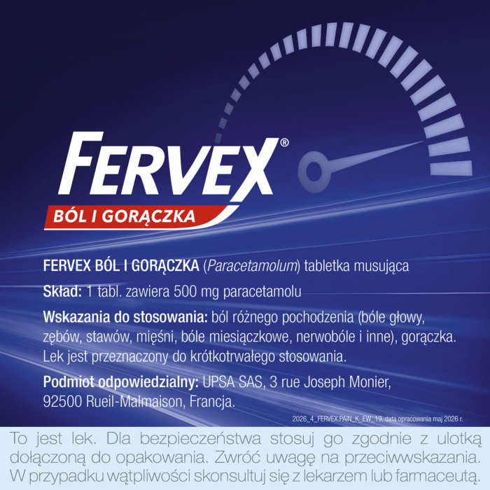 Fervex Ból i Gorączka 500 mg Tabletki, 16 szt.