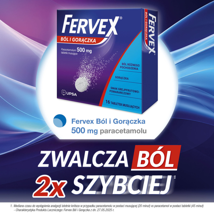 Fervex Ból i Gorączka 500 mg Tabletki, 16 szt.