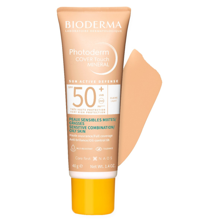 Bioderma Photoderm Cover Touch Mineral Kryjący fluid mineralny z filtrem SPF50+, Jasny