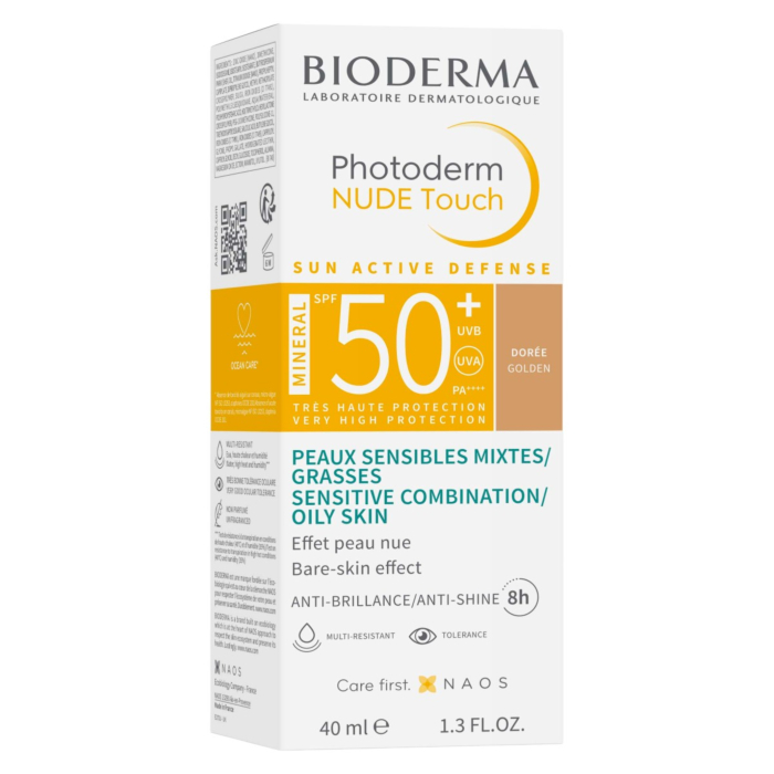 Bioderma Photoderm Nude Touch Ochronny podkład mineralny SPF 50+, Ciemny