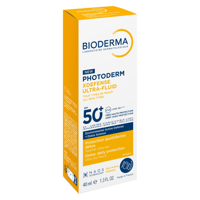 Bioderma Photoderm XDefense Ochronny ultralekki fluid o działaniu detoksykującym SPF 50+, Bezbarwny
