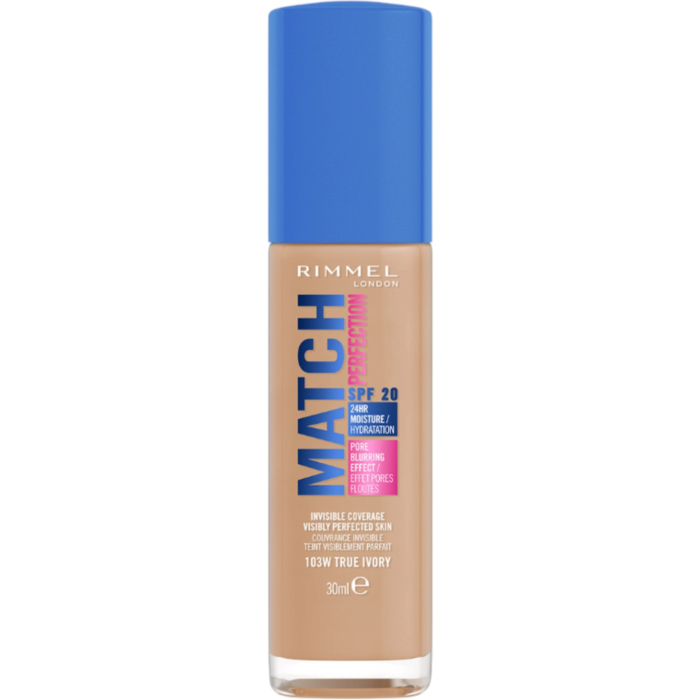 Rimmel Match Perfection Podkład do twarzy, 103W True Ivory, 30 ml