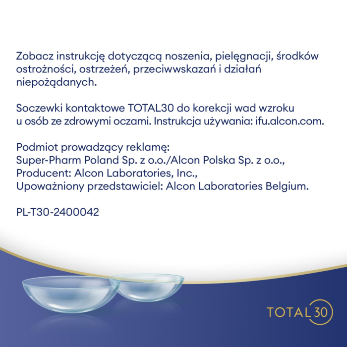 Total30 Soczewki kontaktowe miesięczne, Moc -04.00