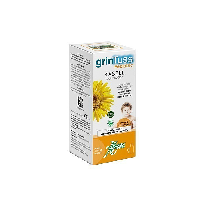 Aboca GrinTuss Pediatric, Preparat na kaszel suchy i mokry, Syrop, 210 g