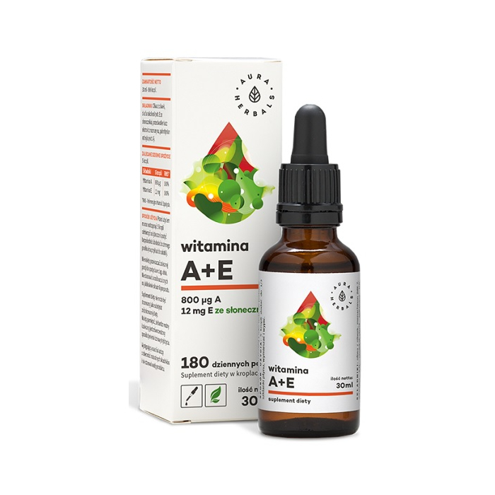 Aura Herbals Witamina A+E 800 mcg+12 mg, Krople, 30 ml