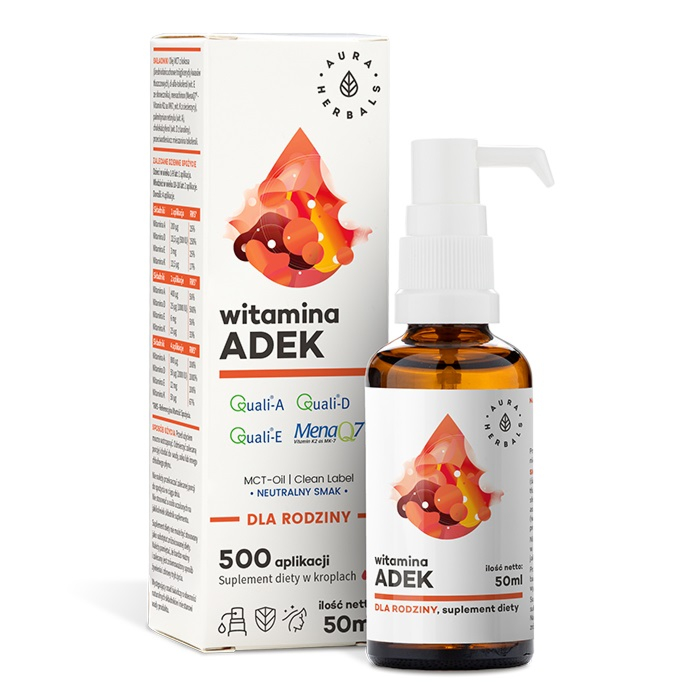 Aura Herbals Witamina ADEK Dla Rodziny MCT-Oil, Krople 50 ml