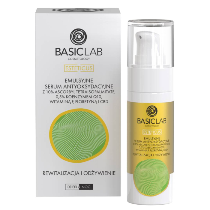 BasicLab Esteticus Serum z witaminą C 10%, koenzymem Q10 0,5% i CBD