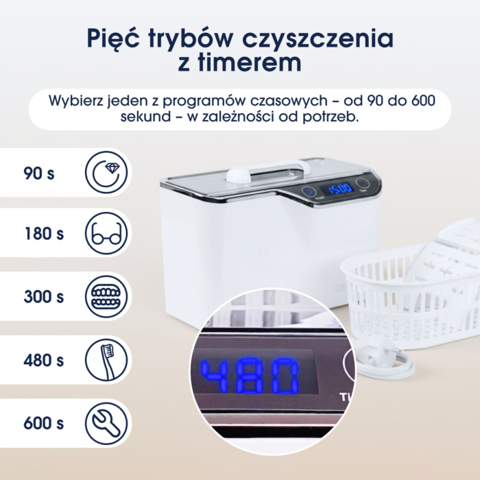 ZENT DeepClean+ Myjka ultradźwiękowa do protez, aparatów i biżuterii 600 ml