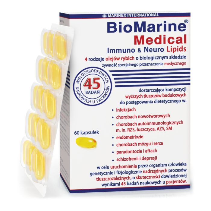 Biomarine Medical Immuno & Neuro Lipids 4 Rodzaje olejów rybich o biologicznym składzie Kapsułki, 60 szt.