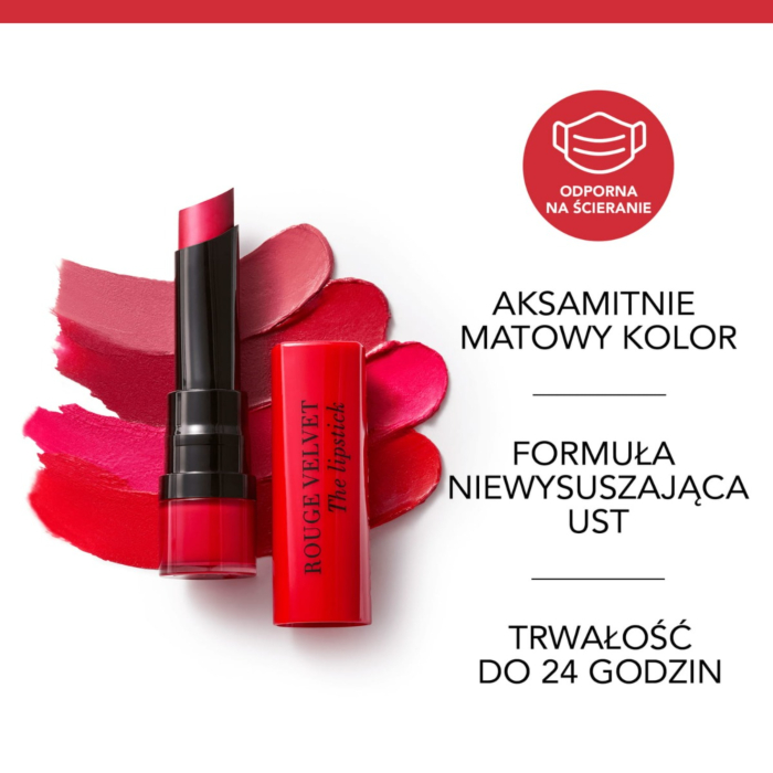 Bourjois Rouge Velvet Pomadka do ust, 08 Rubi's Cute