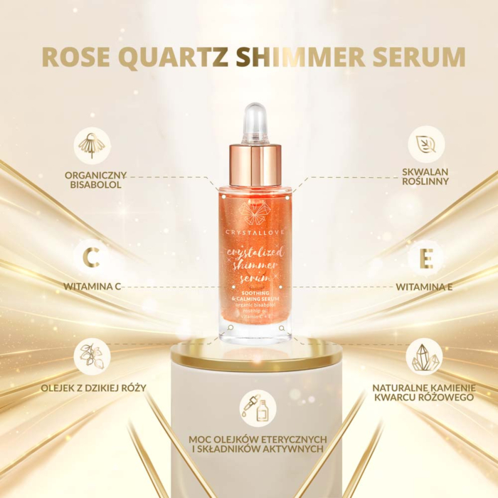 Crystallove serum do twarzy z Kwarcem Różowym + Płytka do Masażu Gua Sha