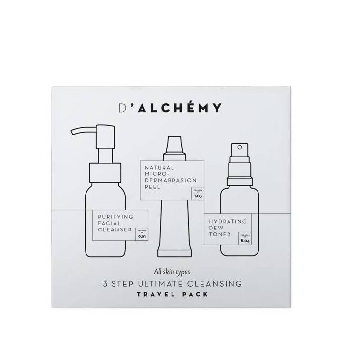 D'Alchemy 3 Etapy Oczyszczania Zestaw podróżny do oczyszczania twarzy