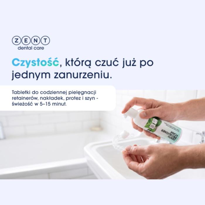 ZENT Pianka do czyszczenia nakładek i protez z aktywnym tlenem, miętowa 50 ml
