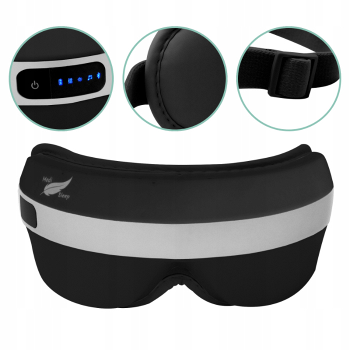 Medi Sleep masażer do twarzy oczu z ciepłym kompresem 4 tryby masażu bluetooth regulacja