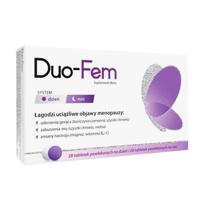 Duo-Fem, Preparat łagodzący objawy menopauzy, Tabletki na dzień + Tabletki na noc