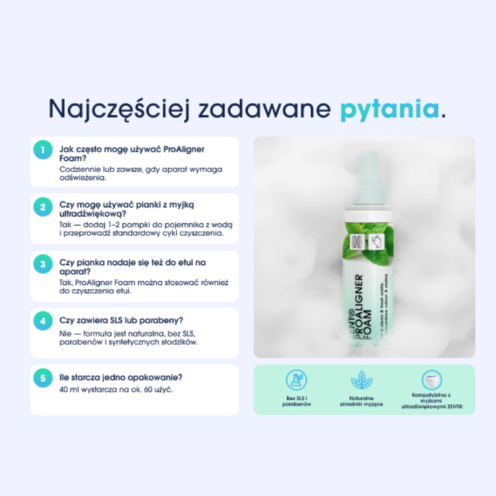ZENT Pianka do czyszczenia nakładek i protez z aktywnym tlenem, miętowa 50 ml