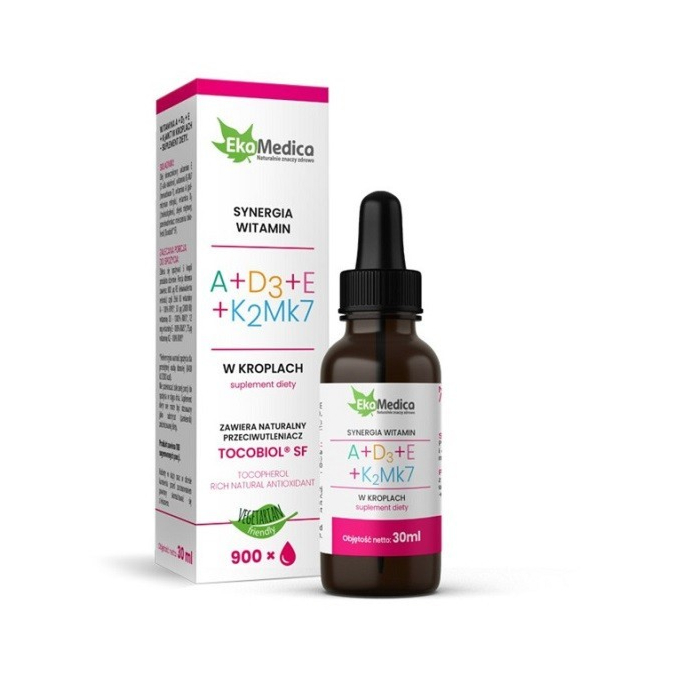 EkaMedica Witaminy A+D3+E+K2Mk-7, Krople, 30 ml