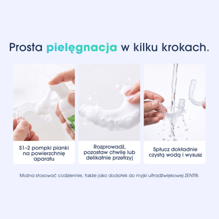 ZENT Pianka do czyszczenia nakładek i protez z aktywnym tlenem, miętowa 50 ml