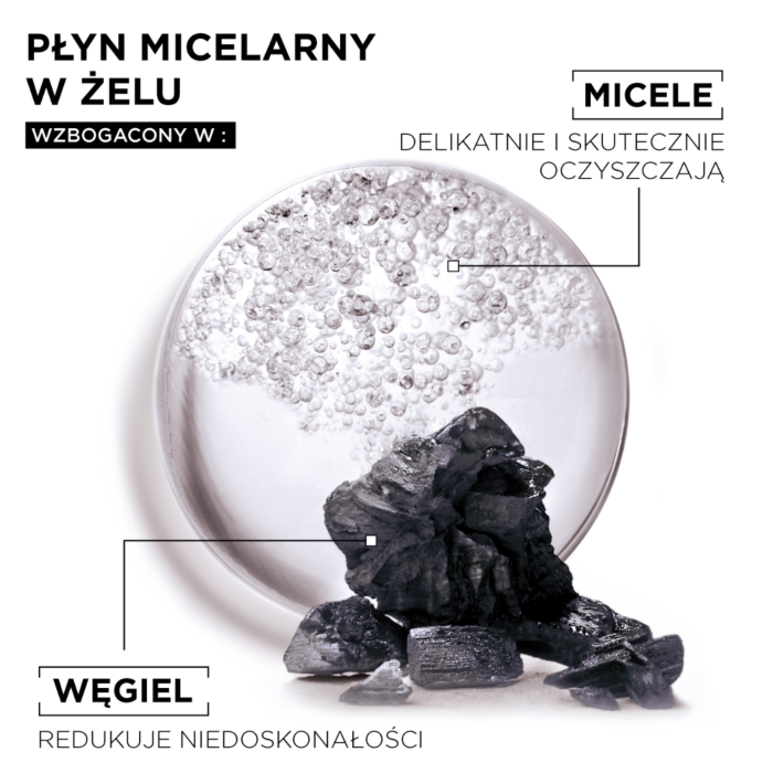 Garnier Skin Naturals Czysta Skóra Oczyszczający płyn micelarny w Żelu z Węglem i Kwasem Salicylowym