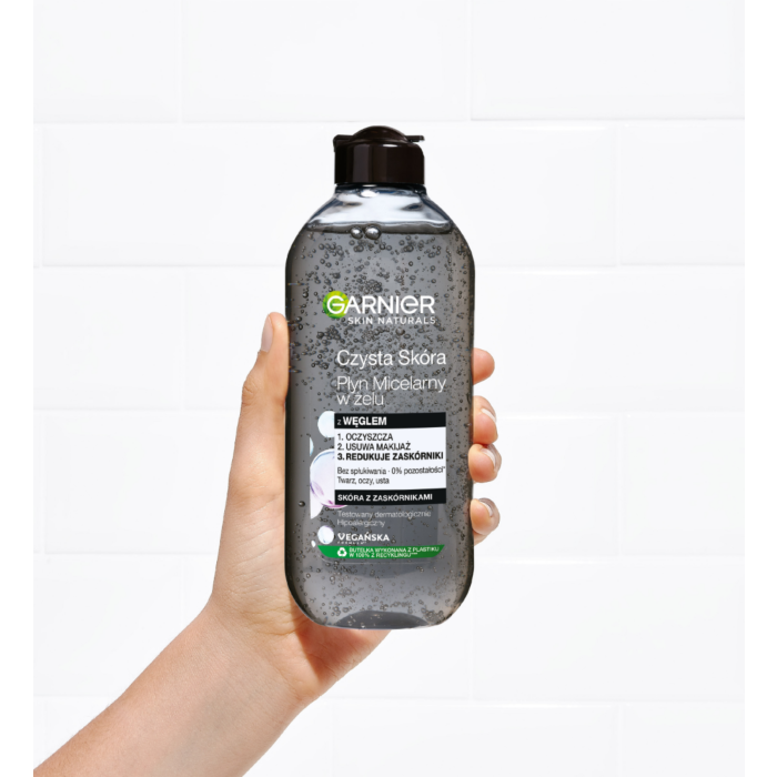 Garnier Skin Naturals Czysta Skóra Oczyszczający płyn micelarny w Żelu z Węglem i Kwasem Salicylowym