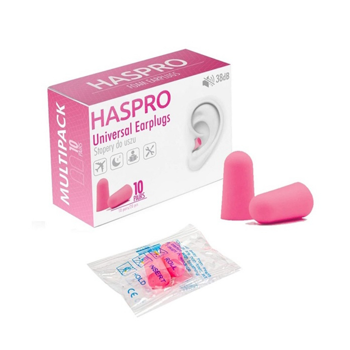 Haspro Multi Stopery do uszu piankowe, Kolor różowy