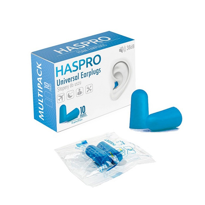 Haspro Multi Stopery do uszu piankowe, Kolor niebieski