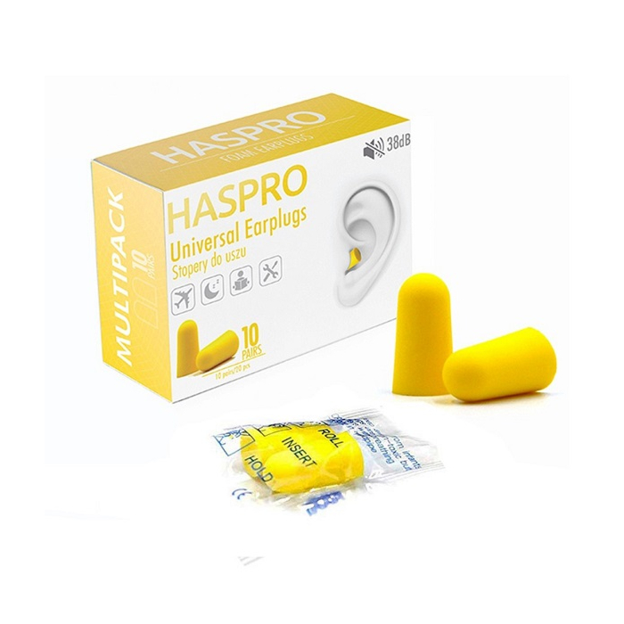 Haspro Multi Stopery do uszu piankowe, Kolor żółty