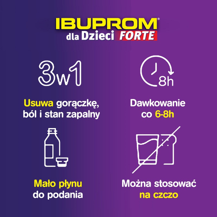 Ibuprom dla Dzieci Forte zawiesina doustna 200 mg/5ml, 100 ml